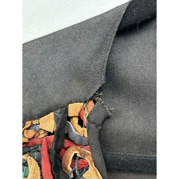A J Vest Womens Medium Black Multicolor Leather Shag Patchwork Boho India - Picture 7 of 8